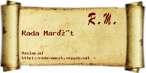 Rada Marót névjegykártya